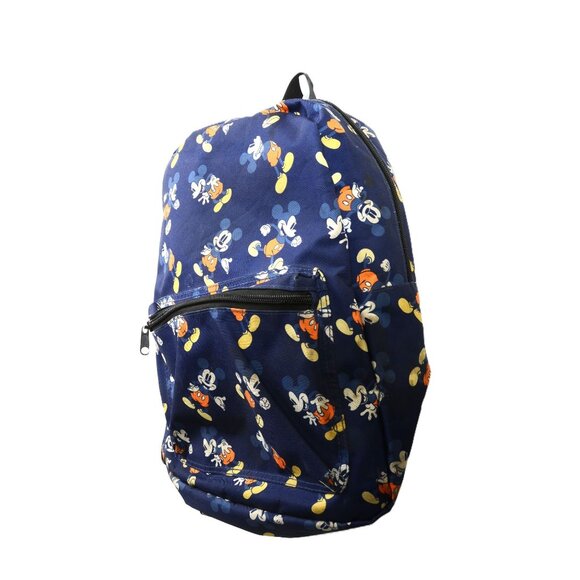 Disney Mickey Mouse Backpack 16" Blue Canvas Adult Kids School Travel Book Bag - Picture 2 of 5